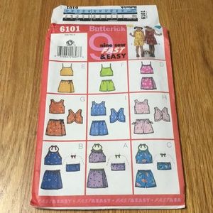 Uncut Vintage sewing pattern Butterick 6101 girls top skirt and shorts